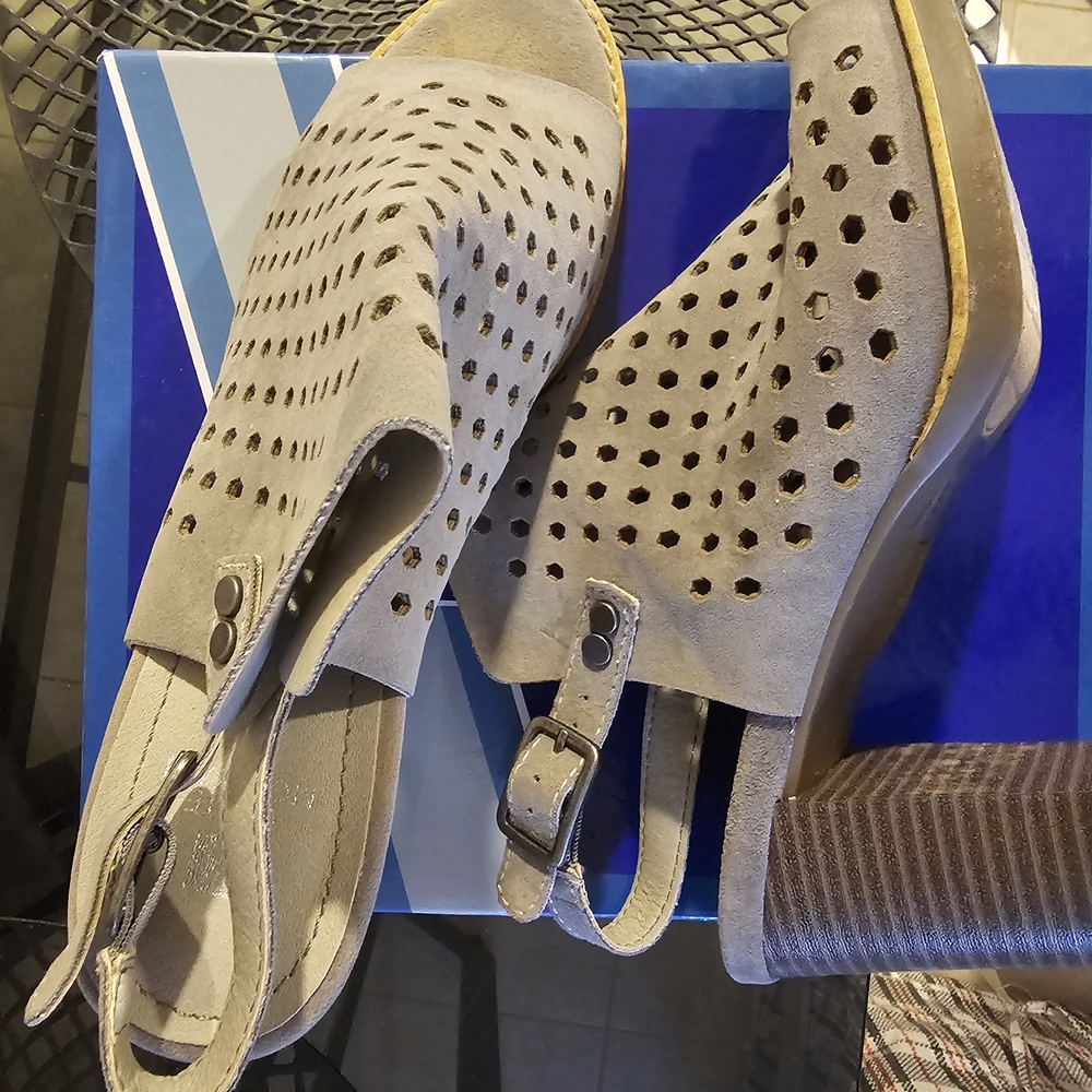 White Mountain Beige Perforated Heels